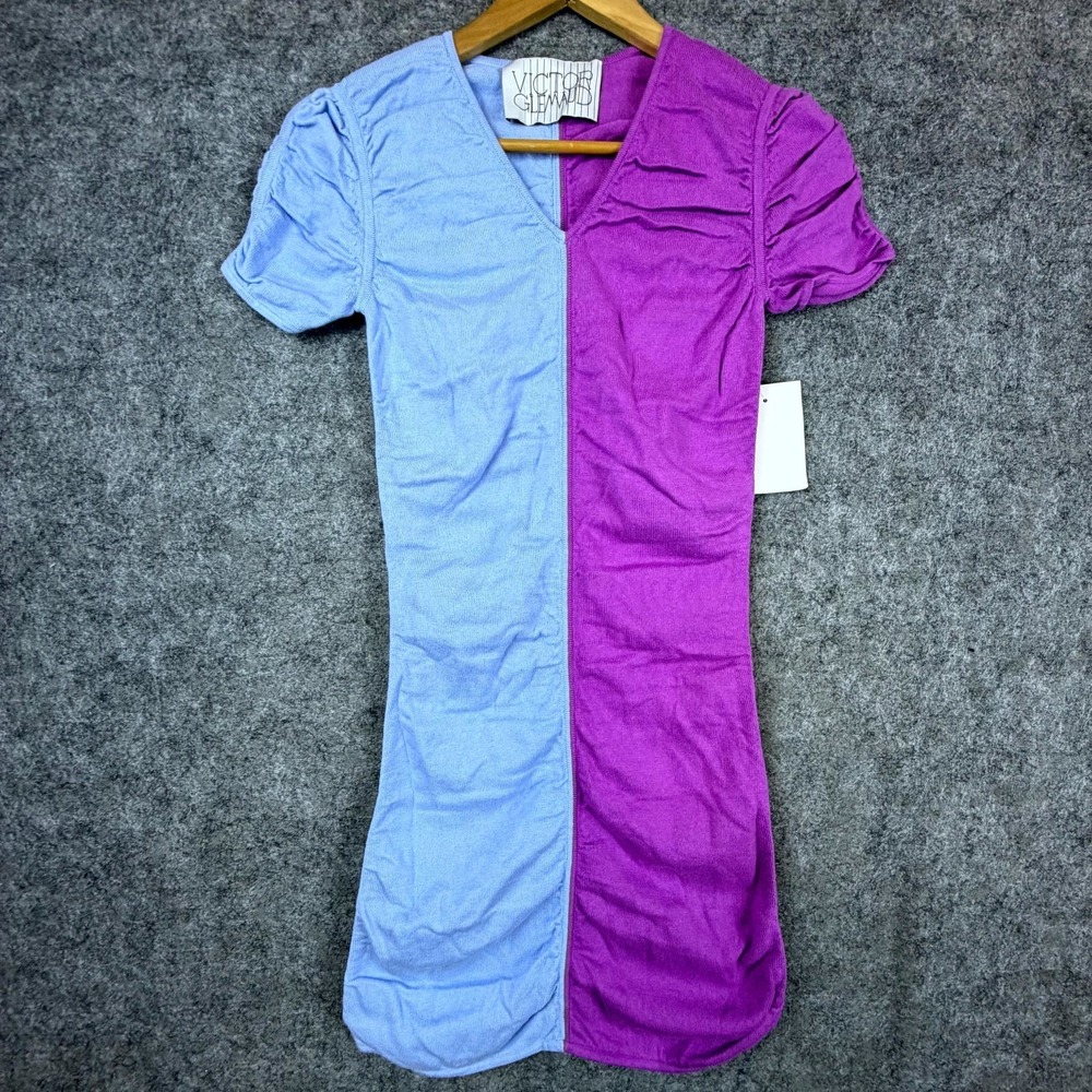 Victor Glemaud Combo Mini Dress Womens XS‎ Blue Purple Colorblock Fun Festival